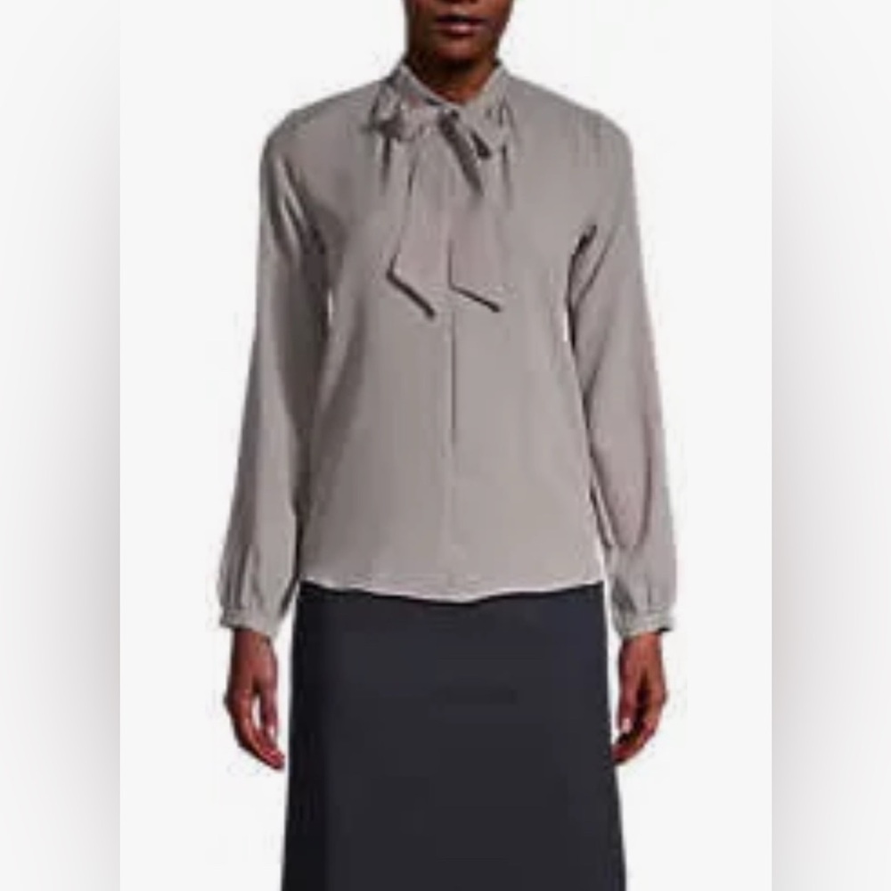 Lands end tie neck blouse